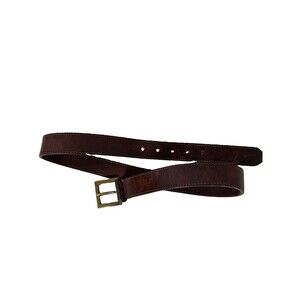 Eddie Bauer worn Italian leather solid brass belt buckle belt 34 in